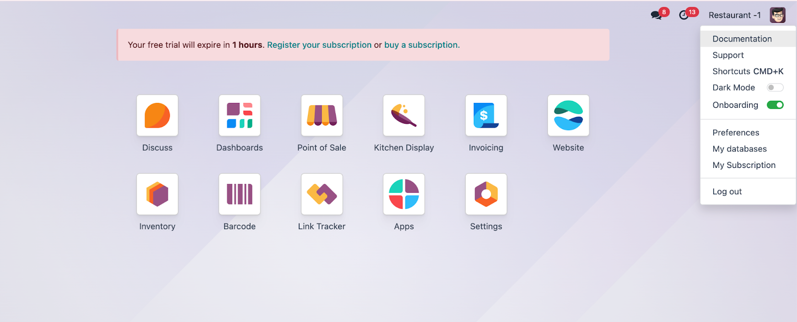 Odoo setup step 3