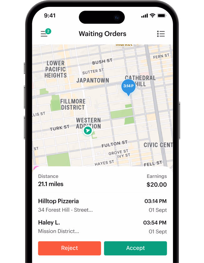 Shipday mobile app for drivers with order details and routes