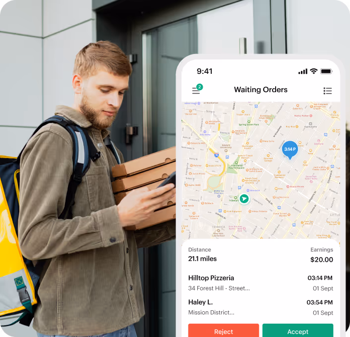 Shipday driver app showing a multi-stop flower delivery route and order details
